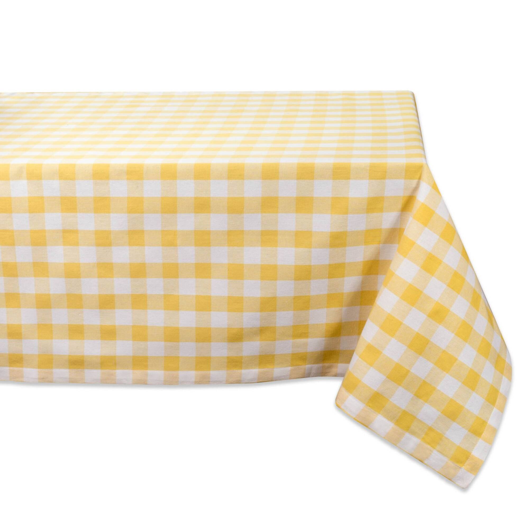 DII® 84" Yellow & White Checkers Tablecloth